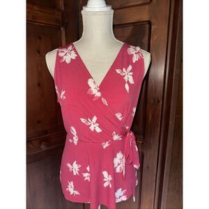 Women's Gilli Pink Sleeveless Blouse‎ Faux Wrap - Business Work Size Small